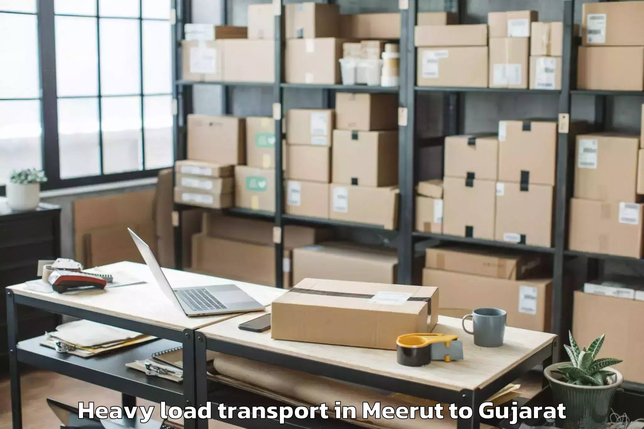 Easy Meerut to Porbandar Heavy Load Transport Booking